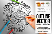 Animal Outline Vector - Jaguar