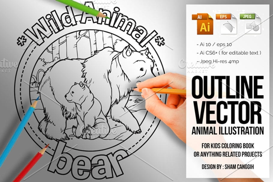 Animal Outline Vector - bear in Illustrations - product preview 8