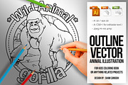 Animal Outline Vector - Gorilla