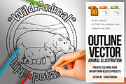 Animal Outline Vector - Hippopotamus