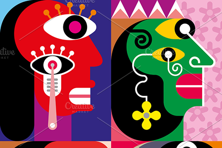 Four Faces abstract vector artwork