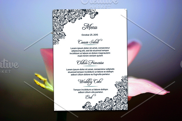 Floral Wedding Menu Card Template