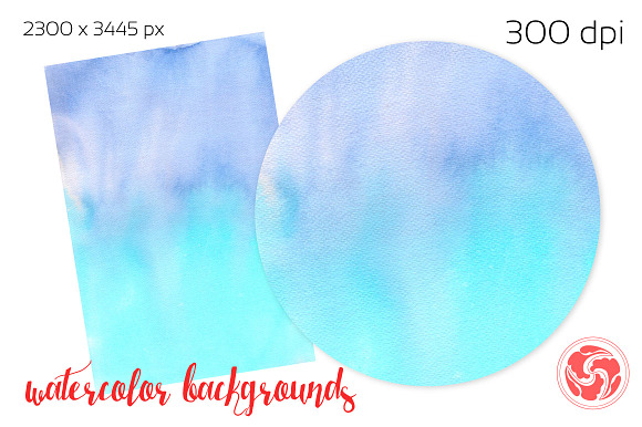  Red-Blue Watercolour Backgrounds in Textures - product preview 6