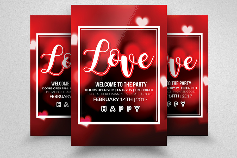 Valentines Party Flyer Templates in Flyer Templates - product preview 8