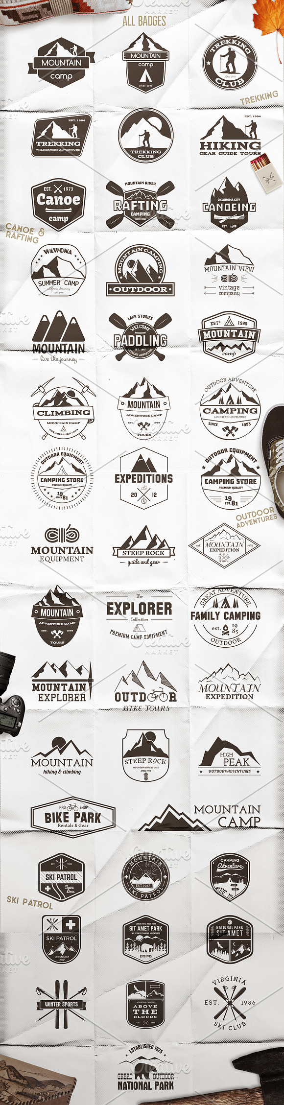 52 Camping Logos + 20 Icons.Bundle ⛺ in Logo Templates - product preview 11