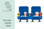 Two blue cinema chairs