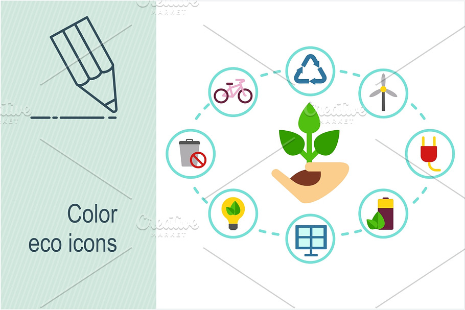 Color eco icons in Graphics - product preview 8