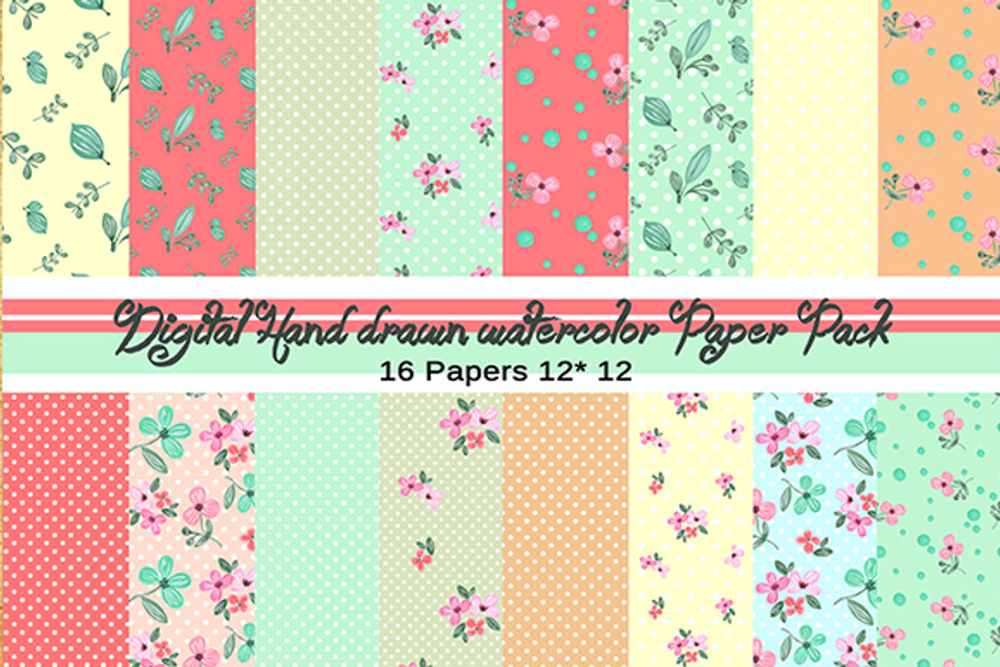 Shabby Chic Digital Watercolor Paper in Patterns - product preview 8