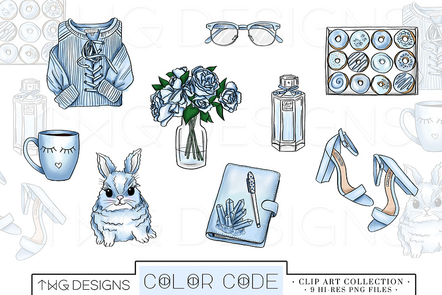 Blue Fashion Elements Clip Art