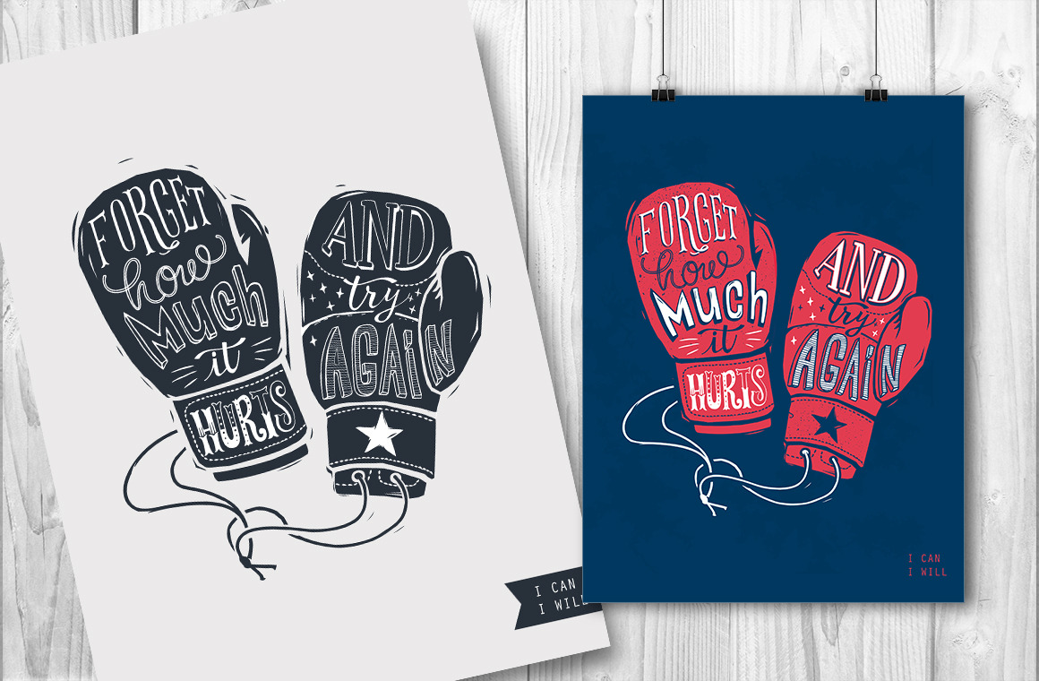 Download Hand lettering. Boxing gloves. | Custom-Designed ...