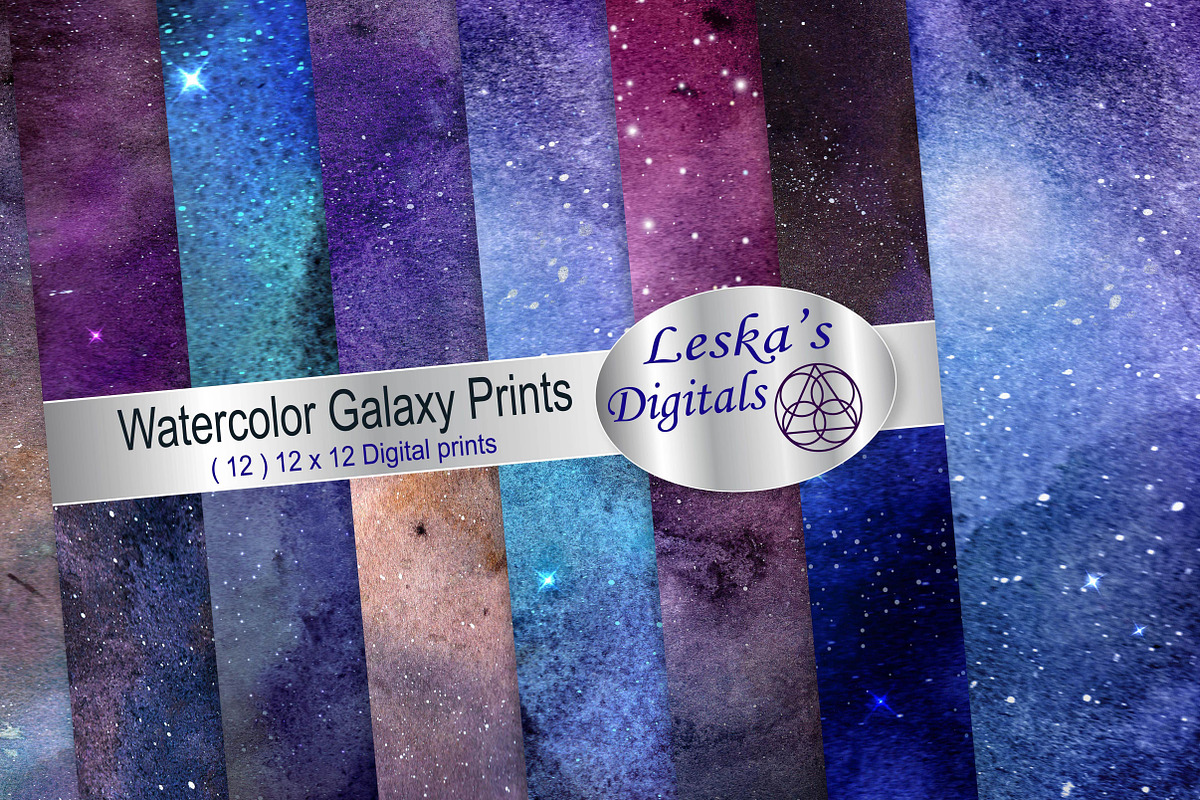 Watercolor Galaxy Prints in Textures - product preview 8