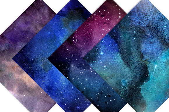 Watercolor Galaxy Prints in Textures - product preview 1