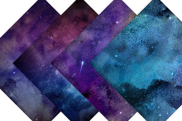 Watercolor Galaxy Prints in Textures - product preview 3