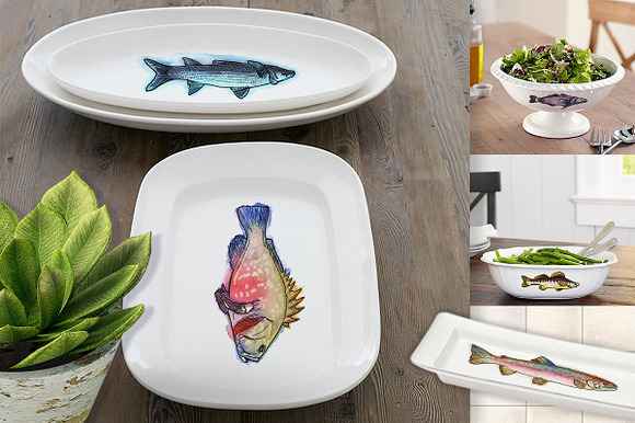 Watercolor Fish Clipart (big set) in Illustrations - product preview 7