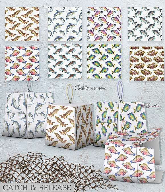 Watercolor Fish Clipart (big set) in Illustrations - product preview 9