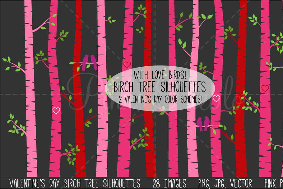 Valentine's Day Birch Trees & Birds