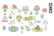 Cakes and Desserts Doodle Clipart