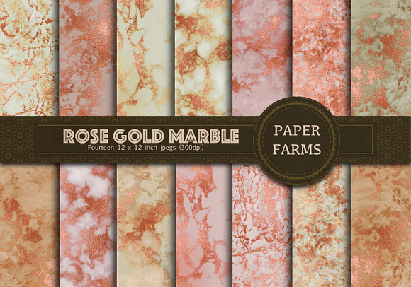 Rose gold marble digital paper  in Patterns - product preview 1