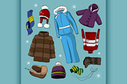 Set of warm winter clothes design