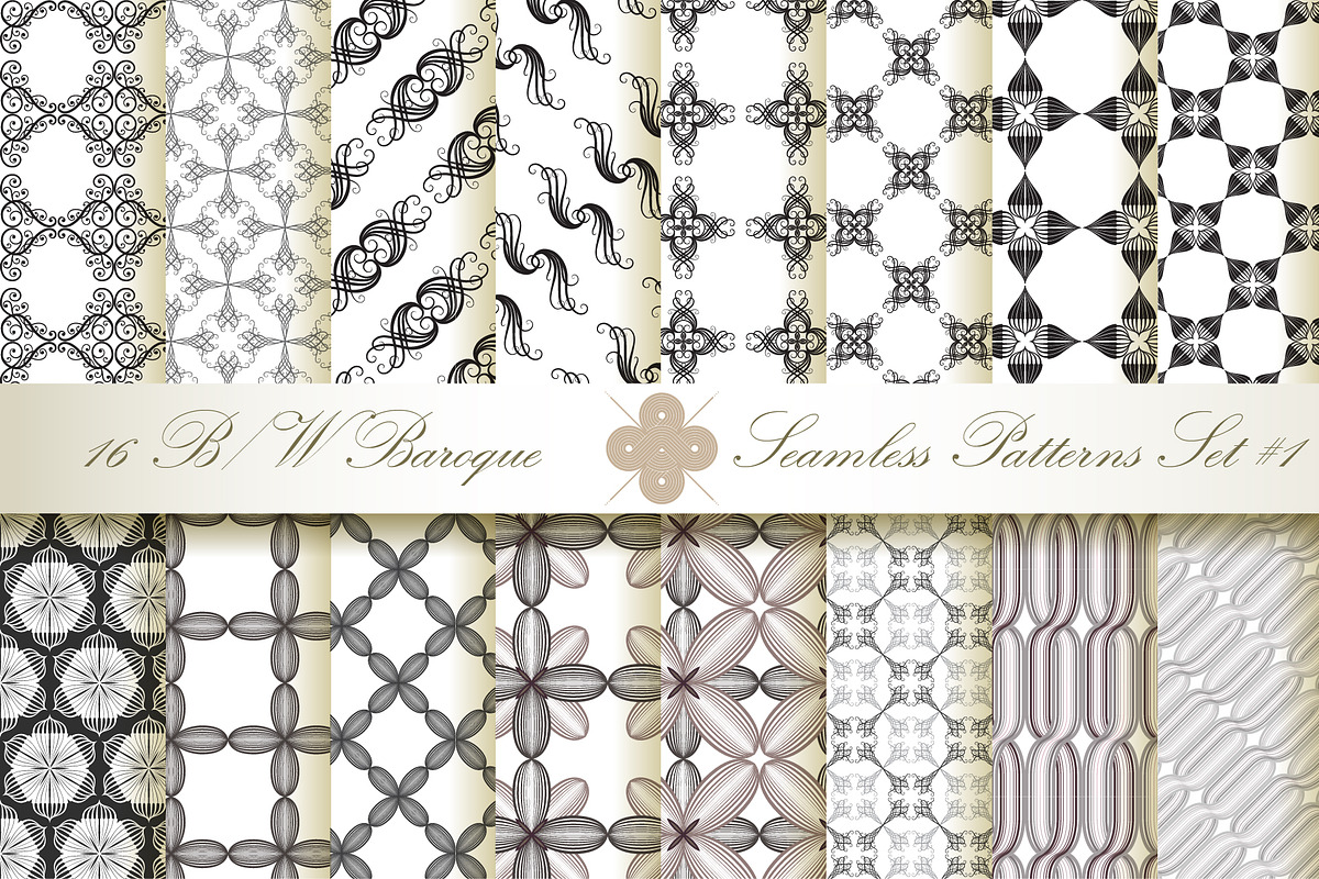 16 B&W Seamless Baroque Florals #1 in Patterns - product preview 8