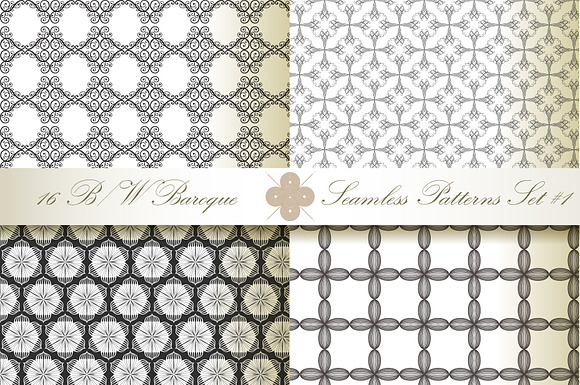 16 B&W Seamless Baroque Florals #1 in Patterns - product preview 1