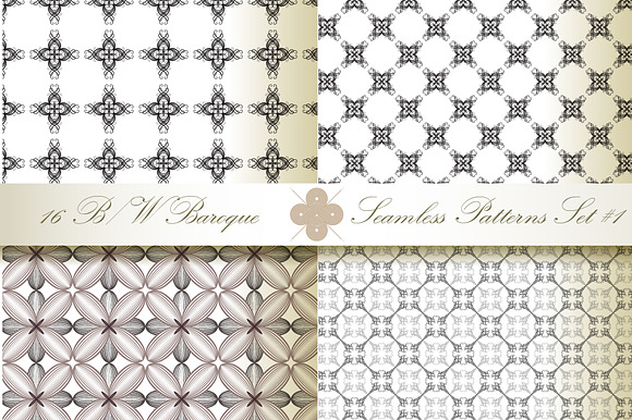 16 B&W Seamless Baroque Florals #1 in Patterns - product preview 3