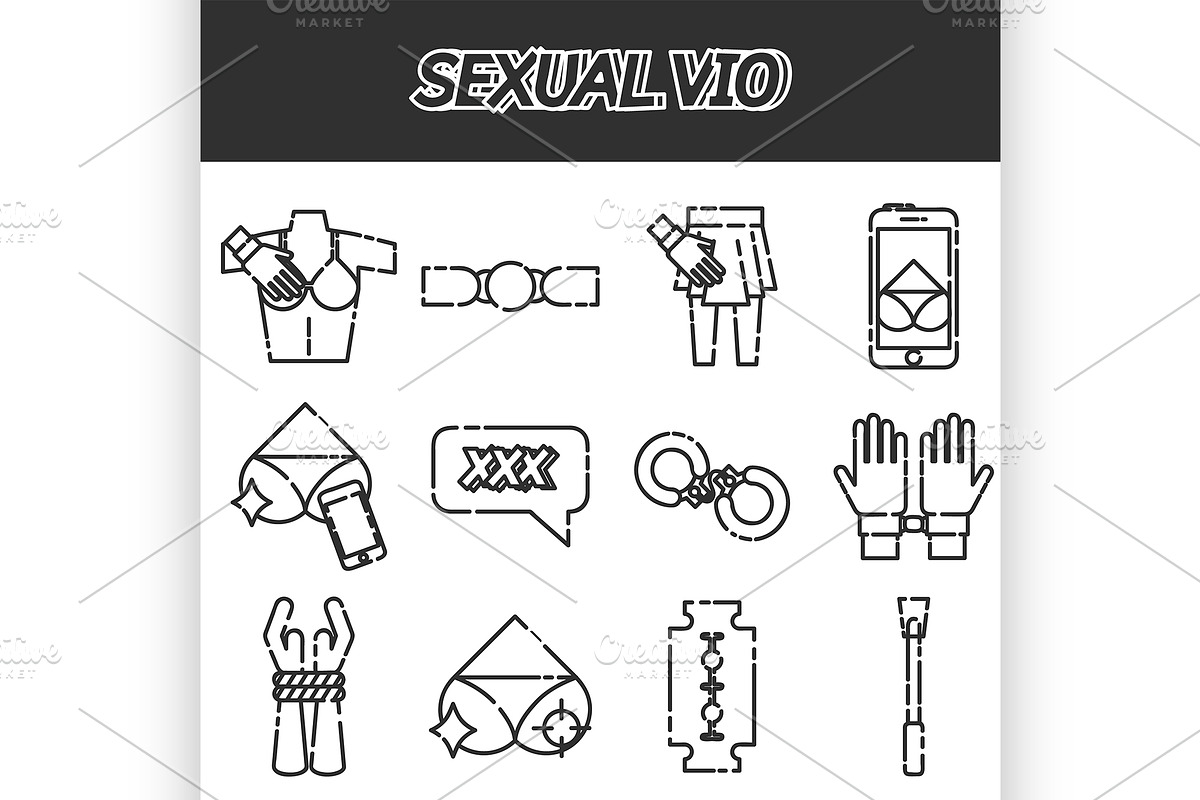 Sexual vio icons set in Illustrations - product preview 8