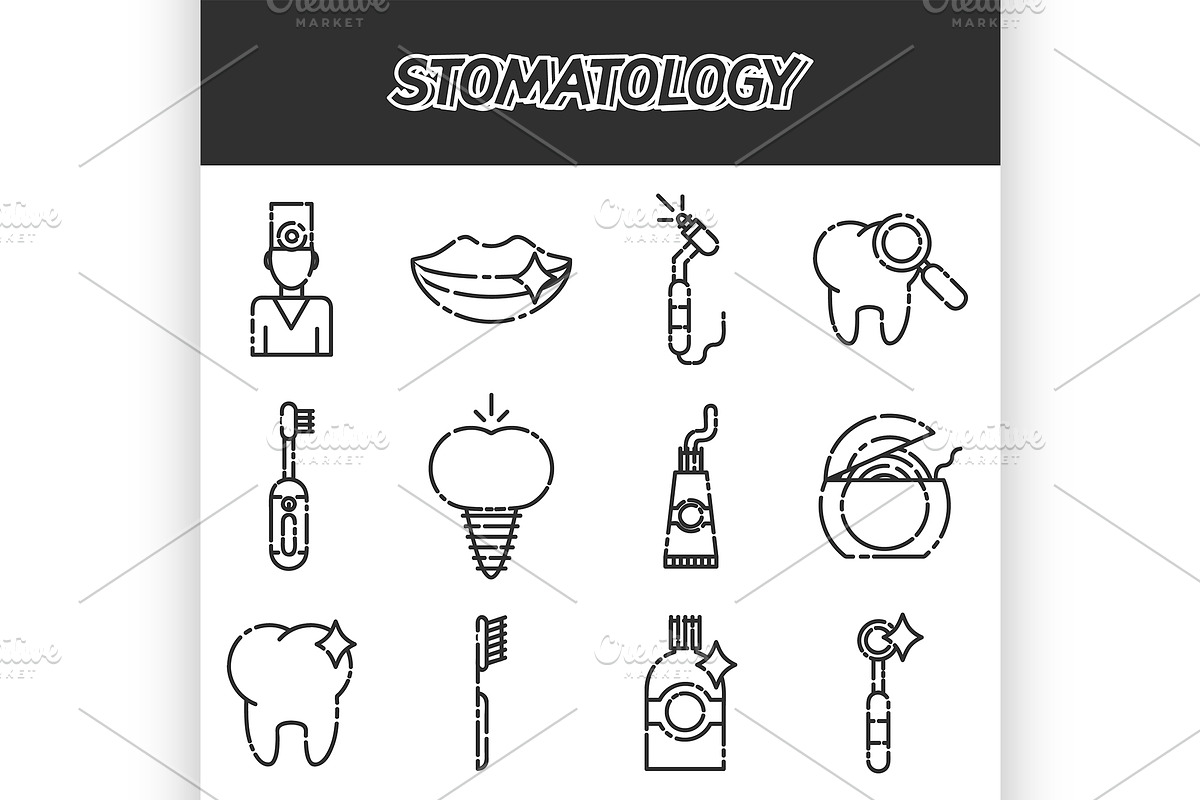 Stomatology icons set in Illustrations - product preview 8