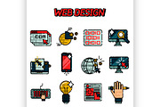 Web design flat icons set