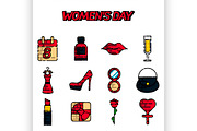 Womens day flat icons set