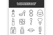 Womens day icons set