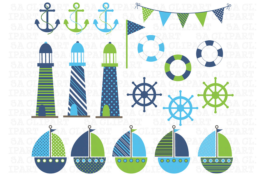 Nautical Digital Clip Art in Illustrations - product preview 8