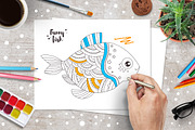 Ten funny fishes . Coloring pages.