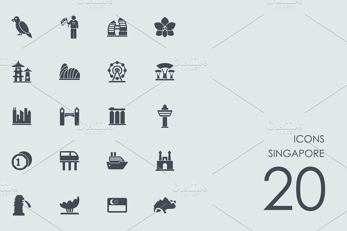 Singapore icons in Graphics - product preview 8