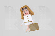 3d illustration. Woman with suitcase