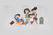 3d illustration. Family suitcases.