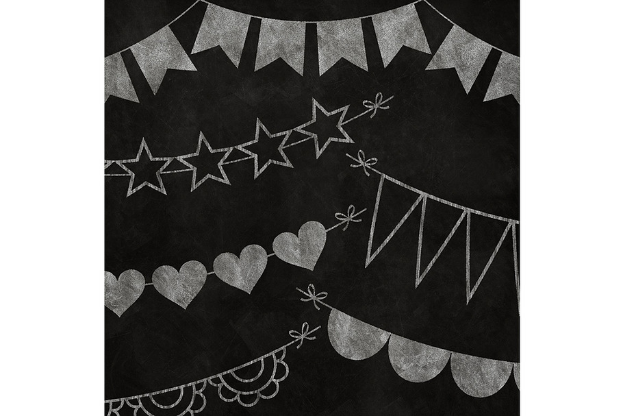 Chalkboard Bunting Banners clipart in Objects - product preview 8