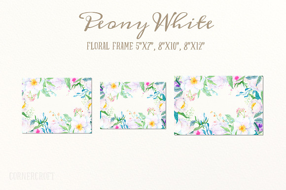 Watercolor Clipart Peony White in Illustrations - product preview 3