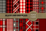 Red and black plaid digital paper 
