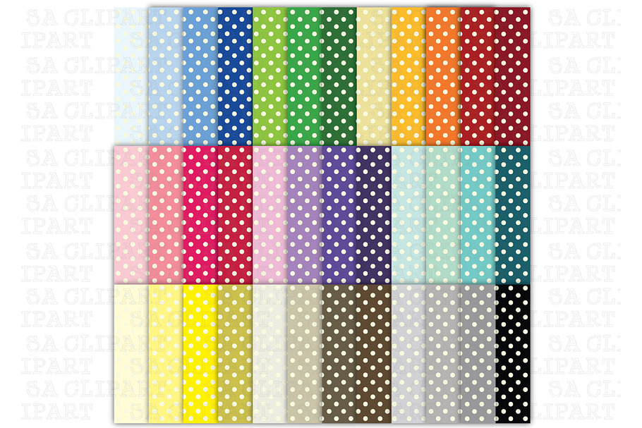 36 Rainbow Small Polka Dots Digital