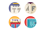 Type font pixel perfect icons set