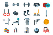 Weightlifting flat vector icons set