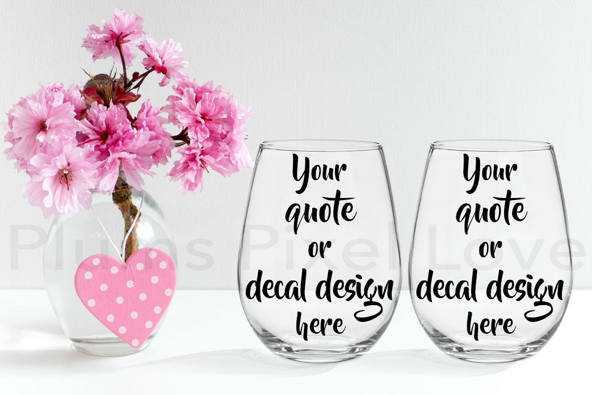 2 stemless wine glasses mockup in Product Mockups - product preview 8