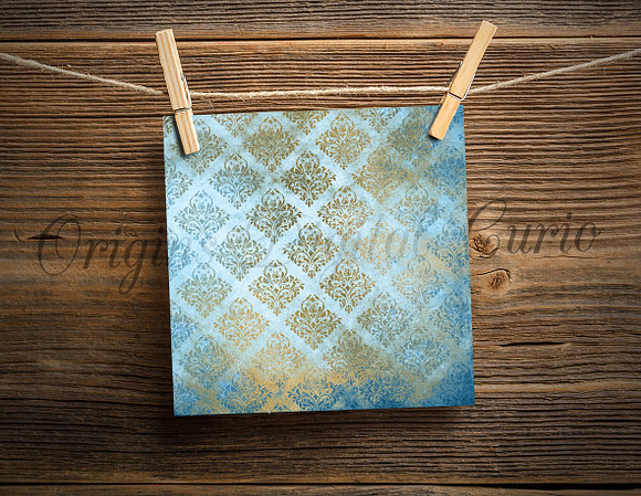 Sky Blue and Gold Digital Paper in Textures - product preview 2