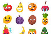 Cartoon emotions fruit characters