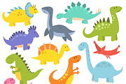 Cute cartoon dinosaurs vector