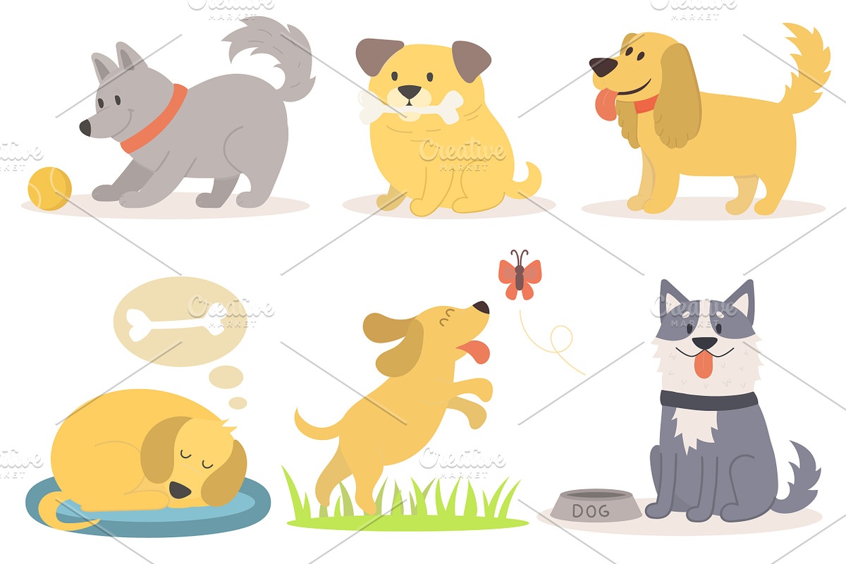 Vector set of funny cartoon dogs in Illustrations - product preview 8