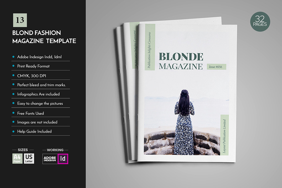 Blonde Magazine Template V13 in Magazine Templates - product preview 8