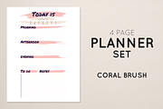 Planner Set - Coral Brush