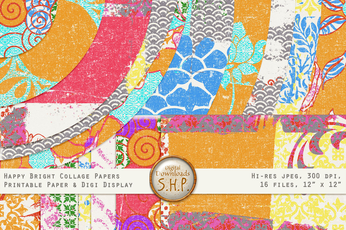 Happy Bright Scrappy Art Papers in Textures - product preview 8